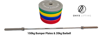 150kg Bumper Plate & Barbell Set | 150kg Bumper Plates | Onyx Lifting